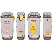 Skater Winnie the Pooh 450ml square straw bottle front side and back views