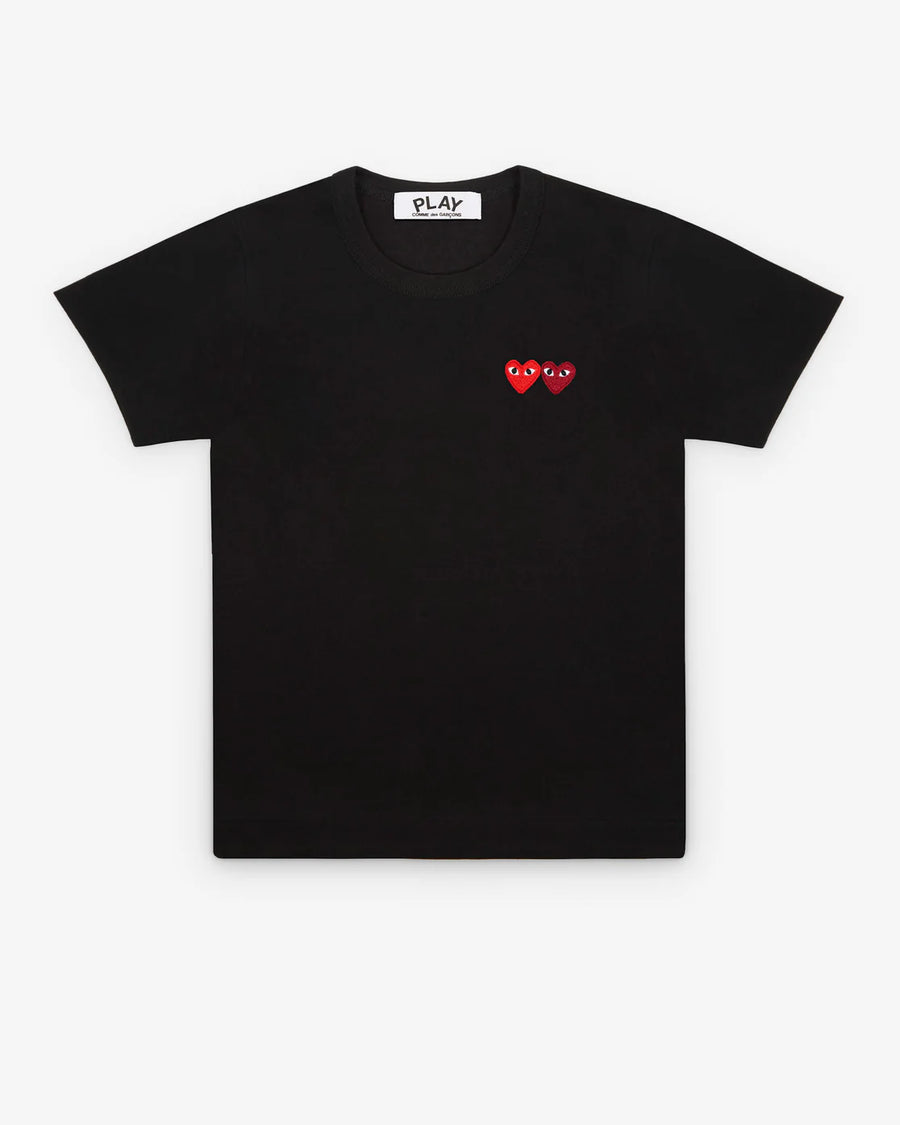 COMME des GARCONS PLAY T-Shirt with Double Heart Black XXS Yui mart