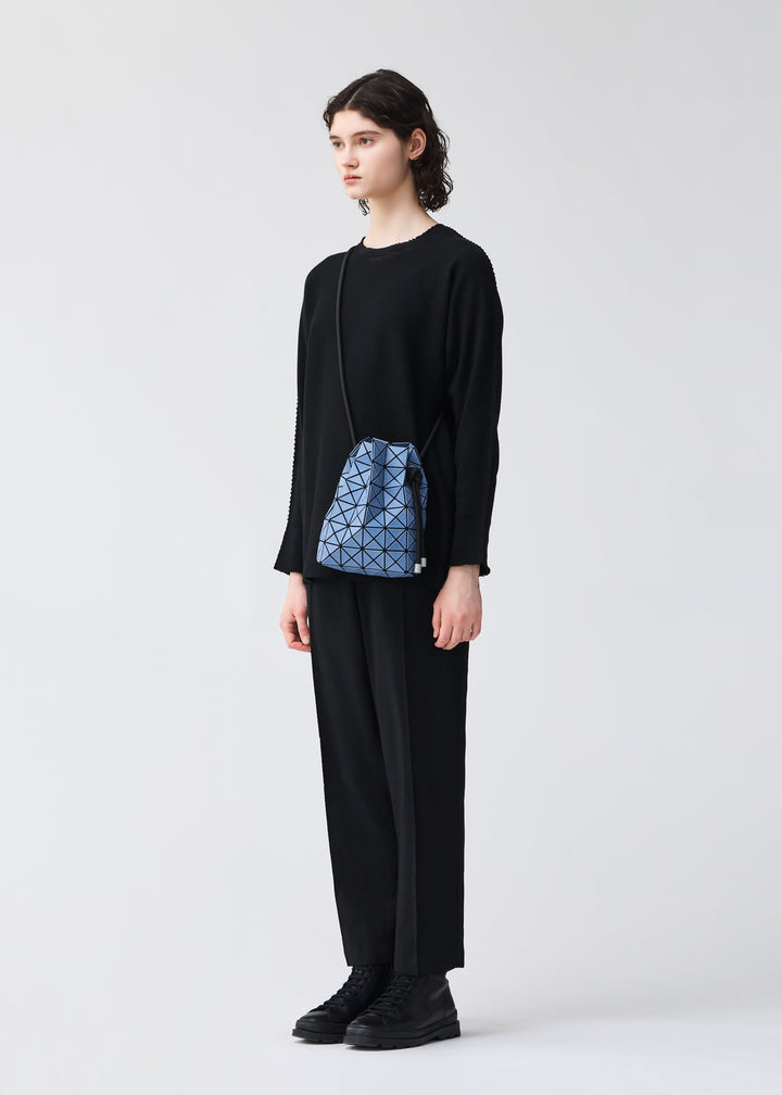 BAO BAO ISSEY MIYAKE WRING DENIM Blue drawstring bag worn crossbody styling