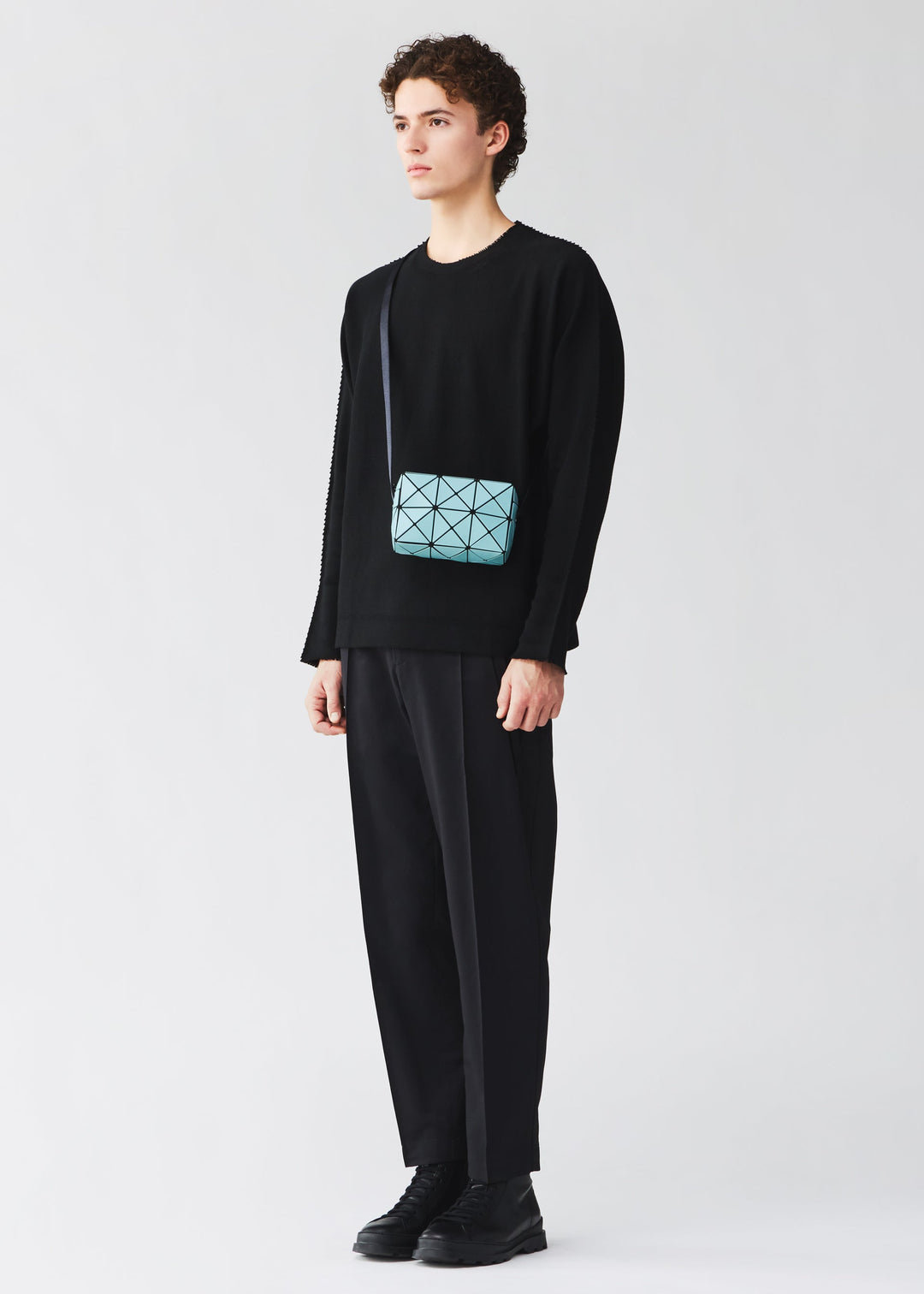 BAO BAO ISSEY MIYAKE CUBOID compact crossbody bag worn style