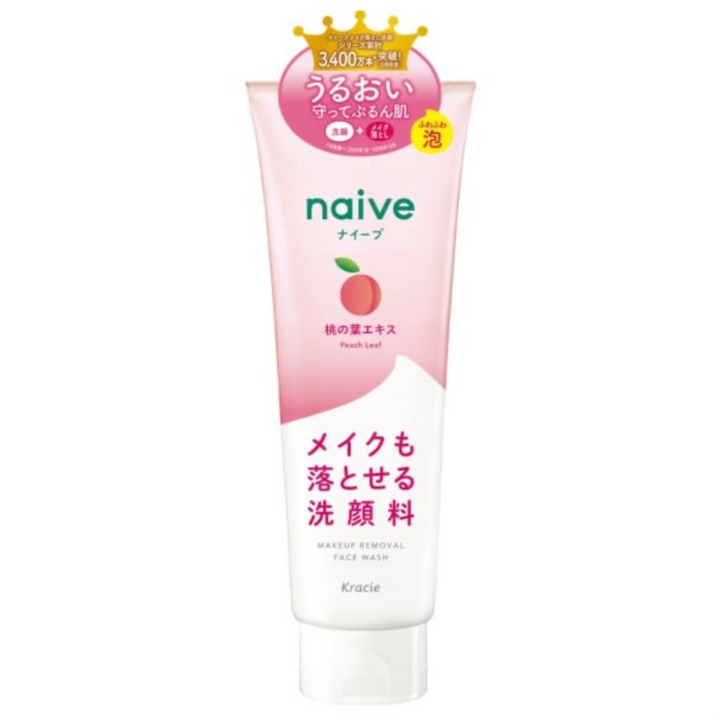 Kracie Naive 2 in 1 Makeup Remover Facial Cleansing Foam Peach leaf extract 200g