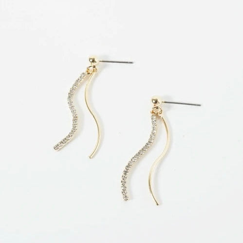 JUNO [Titanium Earrings] Sway Double Wave Line Earrings