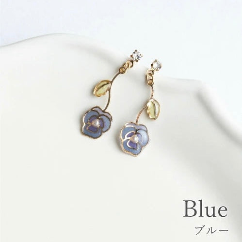 Dangling Pansy Earrings [Made in Japan]