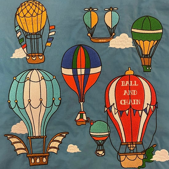 ball&chain shopping bag mirror ball （Hot Air Balloon）#88 Size L Turquoise 301139