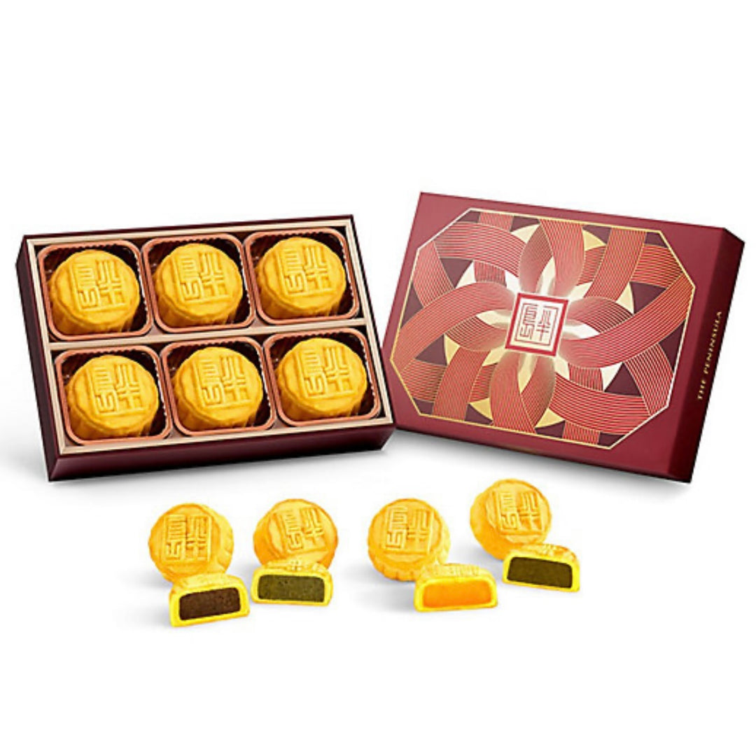 THE PENINSULA MINI EGG CUSTARD AND TEA FLAVOURED MOONCAKE - 6 PIECES