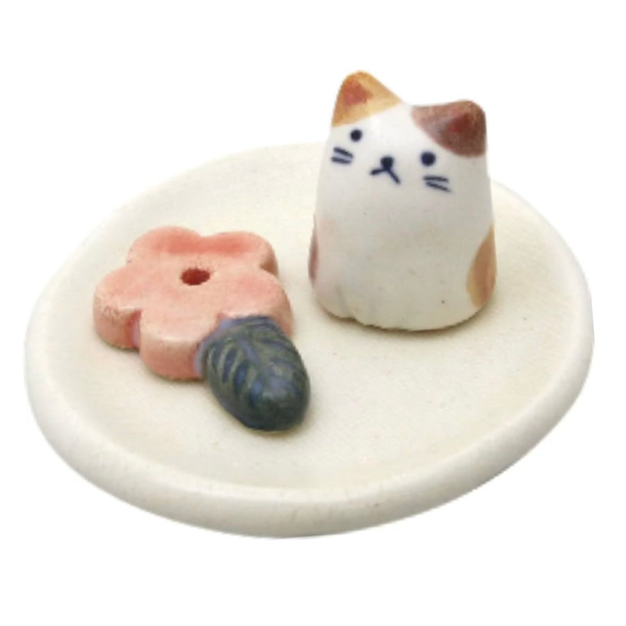 Japanese Craftsman House Cat Incense Holder (083-324) Yui mart