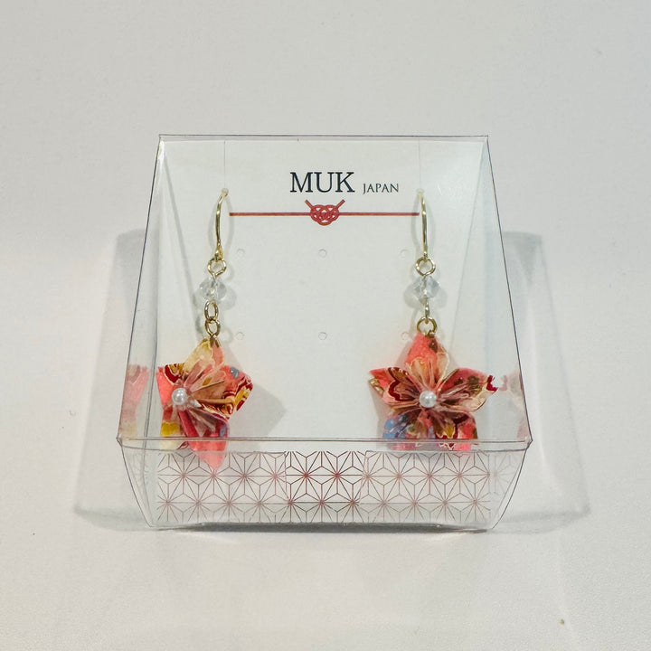 MUK Japanese Yuzen Origami Flower Earrings [Made in Japan]