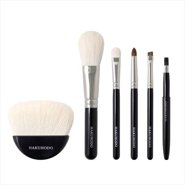 Hakuhodo HD1401 Basic 6-Piece Makeup Brush Set B with black case