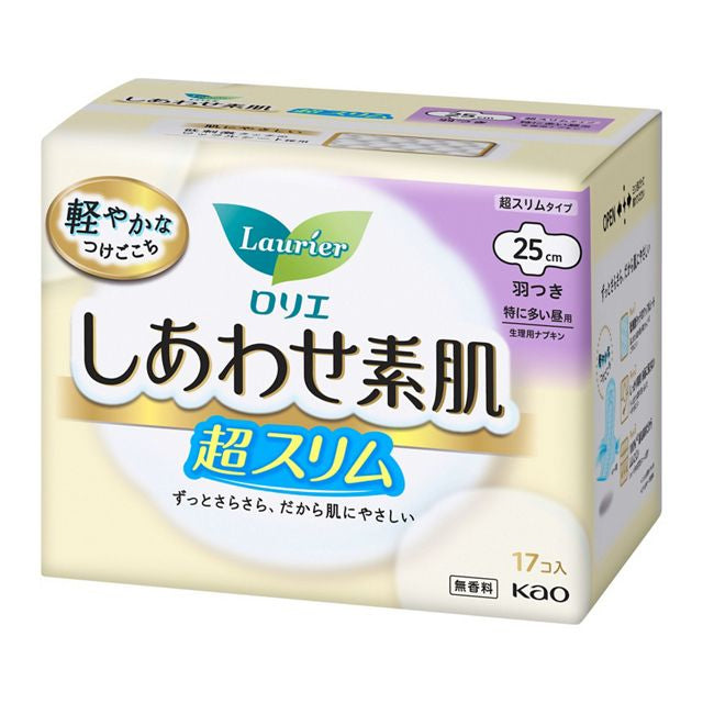 Kao Laurier Happy Skin Super Slim Daytime Multi-Use with Wings 25cm 17 pcs (Sanitary Napkin)