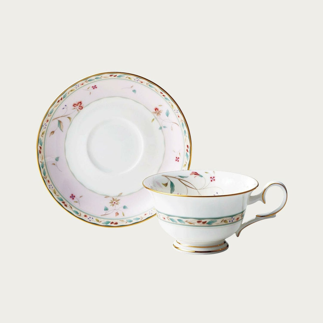 Noritake P50717A/4409-56 Cup & Saucer (Color Changing Pair Set) (Both Coffee & Tea), 7.5 fl oz (215 cc), Flower Chisel, 2 Guests, Pink, Blue, Bone China Yui mart