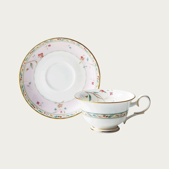Noritake P50717A/4409-56 Cup & Saucer (Color Changing Pair Set) (Both Coffee & Tea), 7.5 fl oz (215 cc), Flower Chisel, 2 Guests, Pink, Blue, Bone China Yui mart