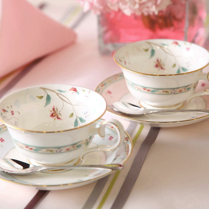 Noritake P50717A/4409-56 Cup & Saucer (Color Changing Pair Set) (Both Coffee & Tea), 7.5 fl oz (215 cc), Flower Chisel, 2 Guests, Pink, Blue, Bone China Yui mart