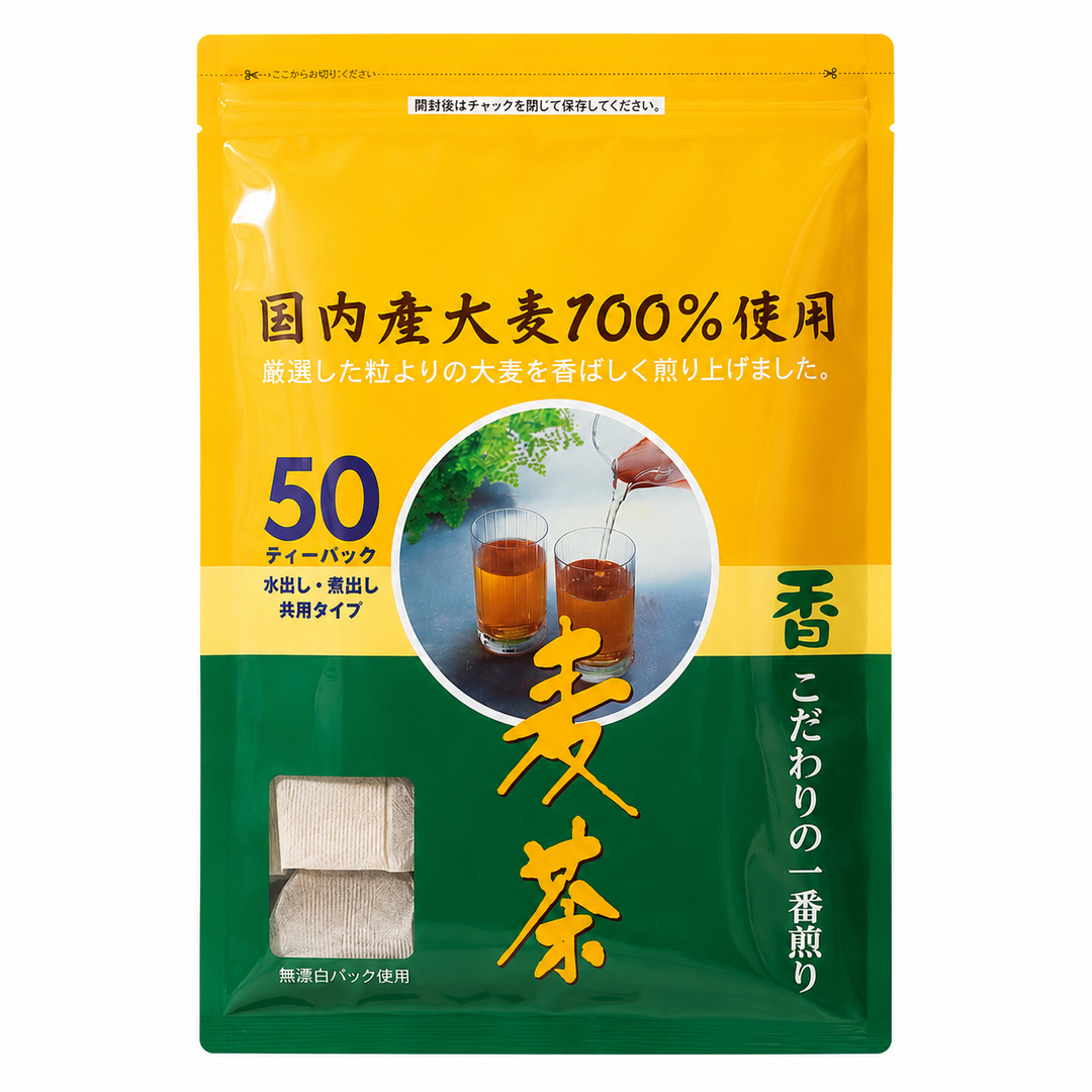 Nichiba Kokusan Mugicha Barley Tea Bags 500g - 50 Count Nichiba