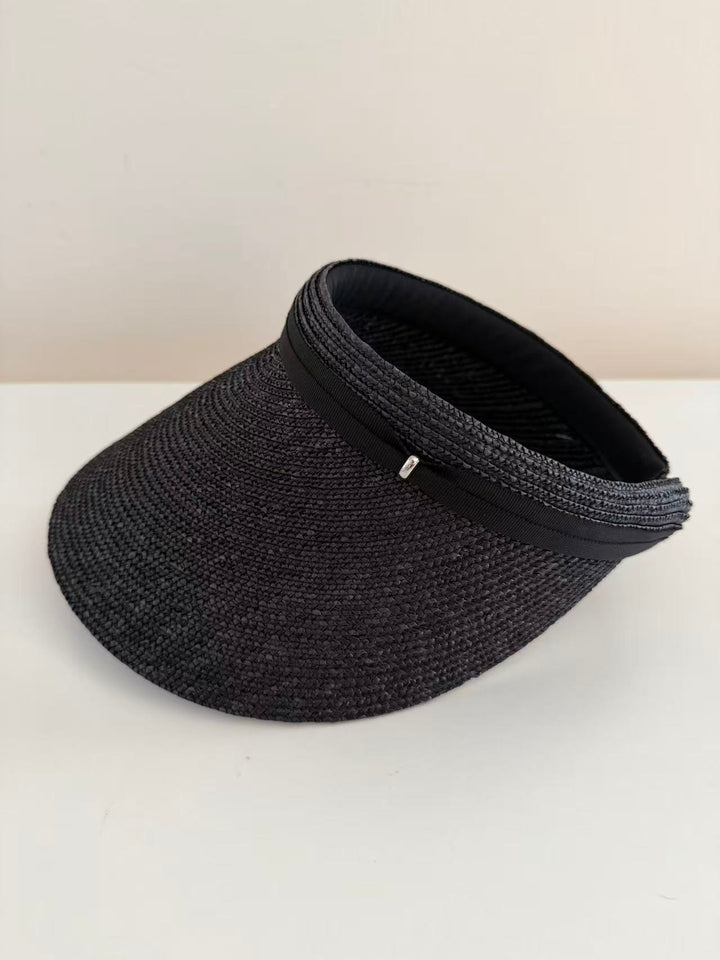 Maxim Hat [UV Protection: 98%+ ] Simple Straw Sun Hat with Grosgrain Ribbon,Black Yui mart