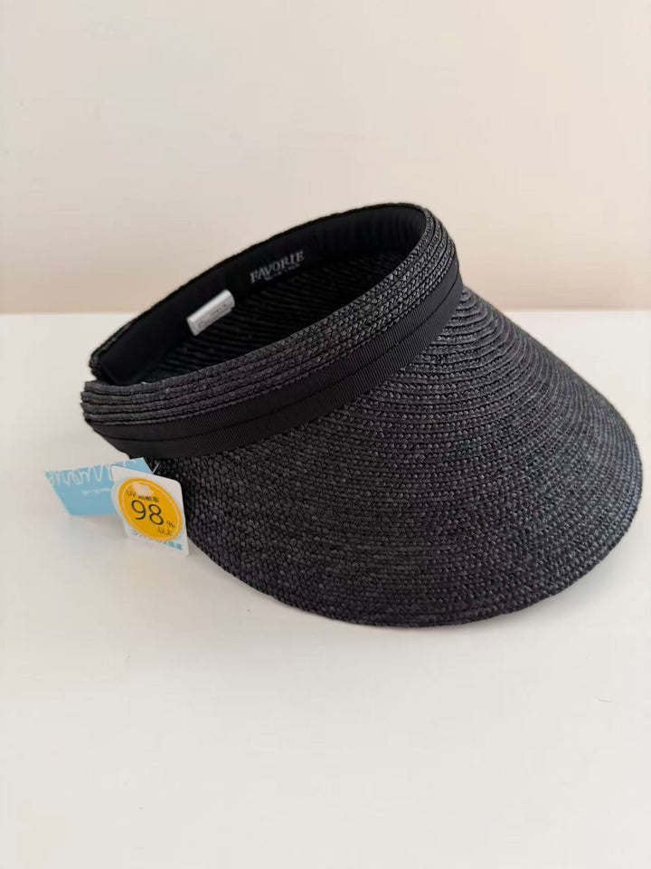 Maxim Hat [UV Protection: 98%+ ] Simple Straw Sun Hat with Grosgrain Ribbon,Black Yui mart