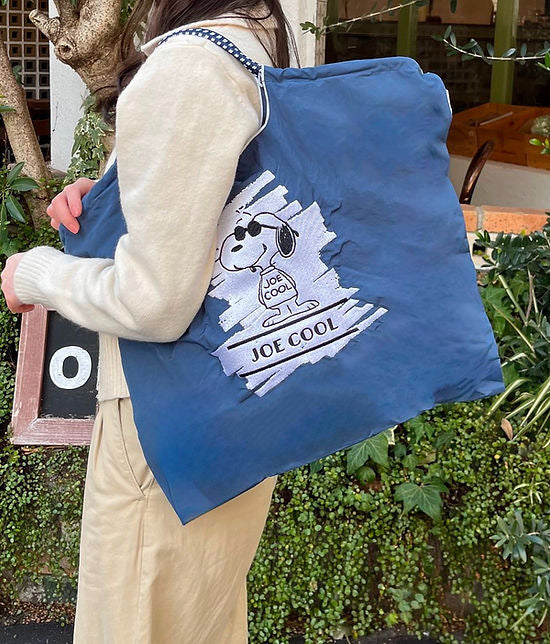 Ball & Chain Shopping Bag Joe Cool Snoopy #32, Size L，Navy-326106