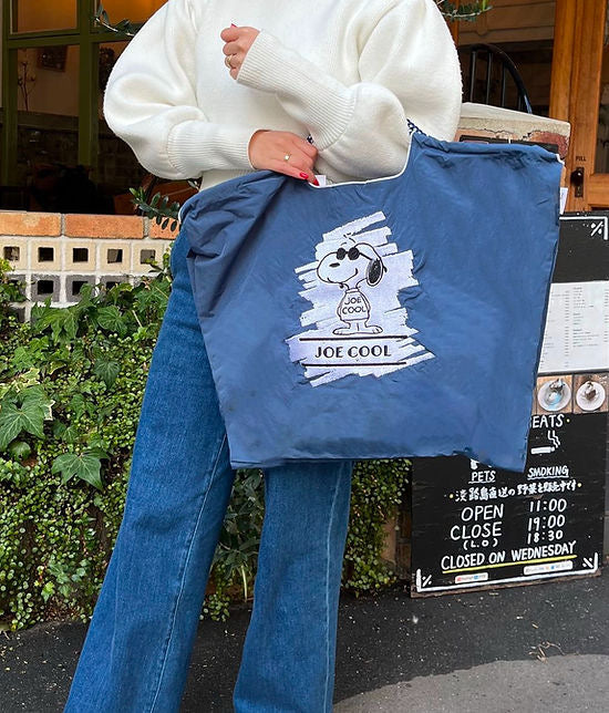 Ball & Chain Shopping Bag Joe Cool Snoopy #32, Size L，Navy-326106