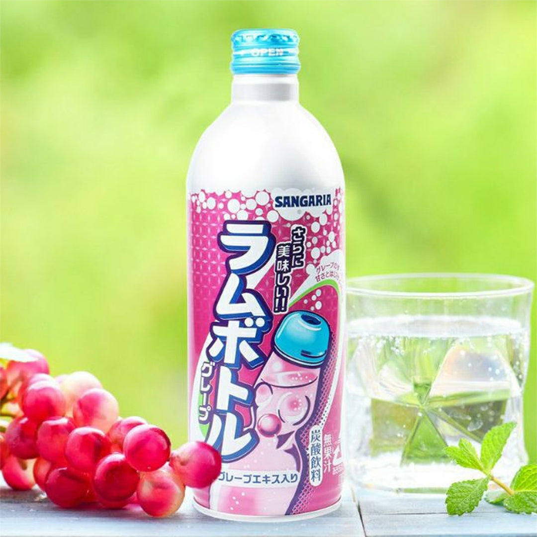 Sangaria Grape Ramune Bottle Carbonated Soft Drink 500g Yui mart