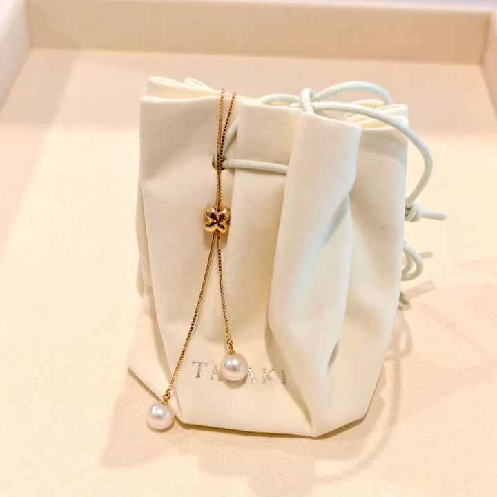 Tasaki Sliding Four-Leaf Clover Pearl Necklace 18k Gold