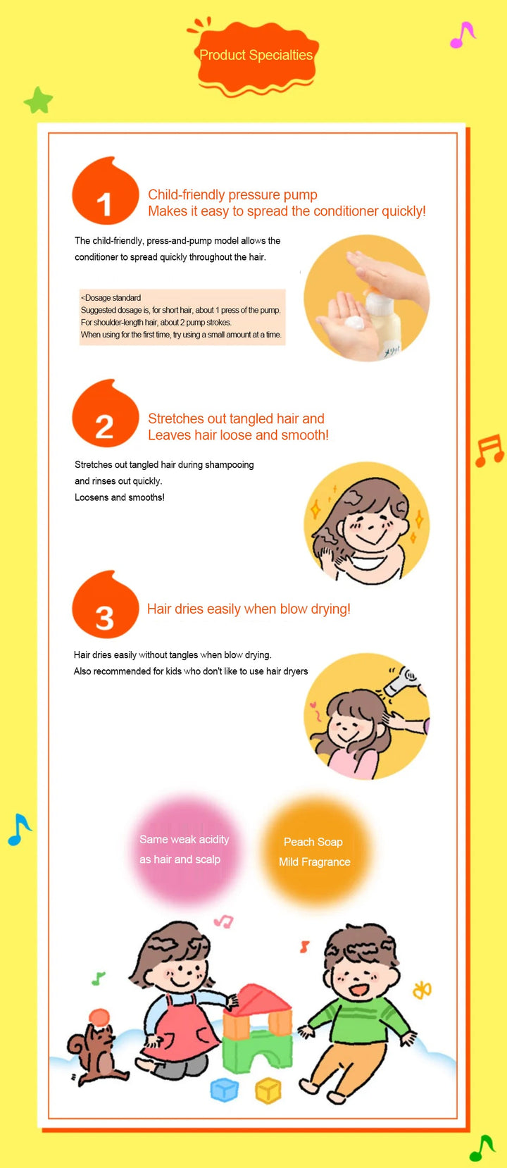 Kao Merit New Moisturizing Conditioner for Children Peach Flavor 360g