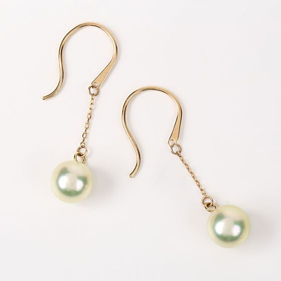 Moon Label 18K Gold Pearl Stud Earrings Yui mart