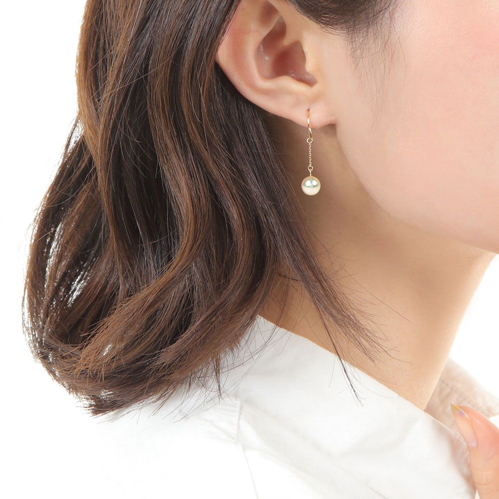 Moon Label 18K Gold Pearl Stud Earrings Yui mart