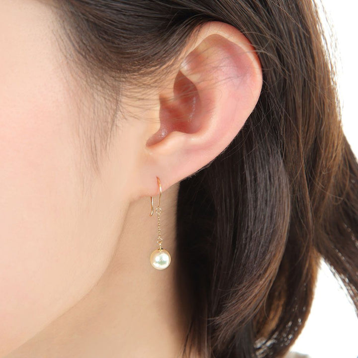 Moon Label 18K Gold Pearl Stud Earrings Yui mart
