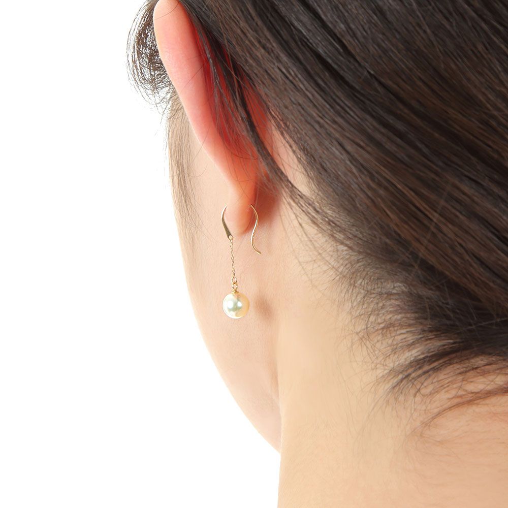 Moon Label 18K Gold Pearl Stud Earrings Yui mart