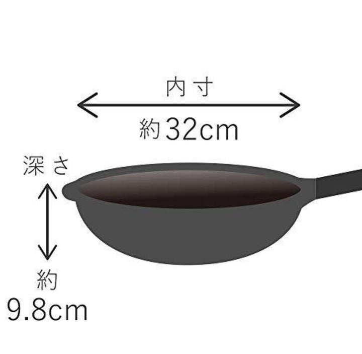 Peace Fraise 32cm Deep Non-Stick Frying Pan – Diamond-Coated Surface, Gas Stove Compatible, Scratch-Resistant