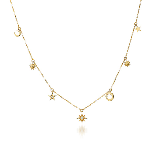 star jewelry K18 Necklace MOON & SUN [made in Japan]