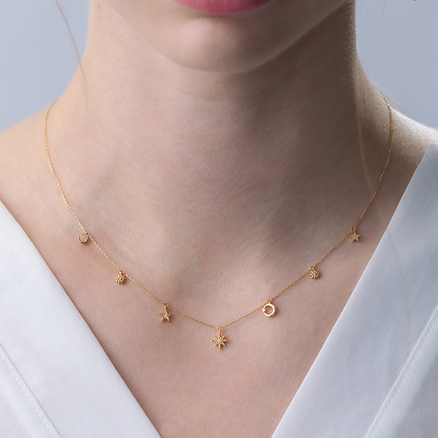 star jewelry K18 Necklace MOON & SUN [made in Japan]