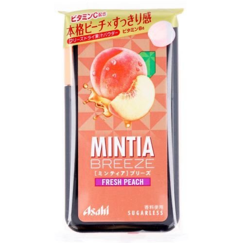Asahi MINTIA Breeze Fresh Peach sugar-free Japanese mint tablets 22g front package