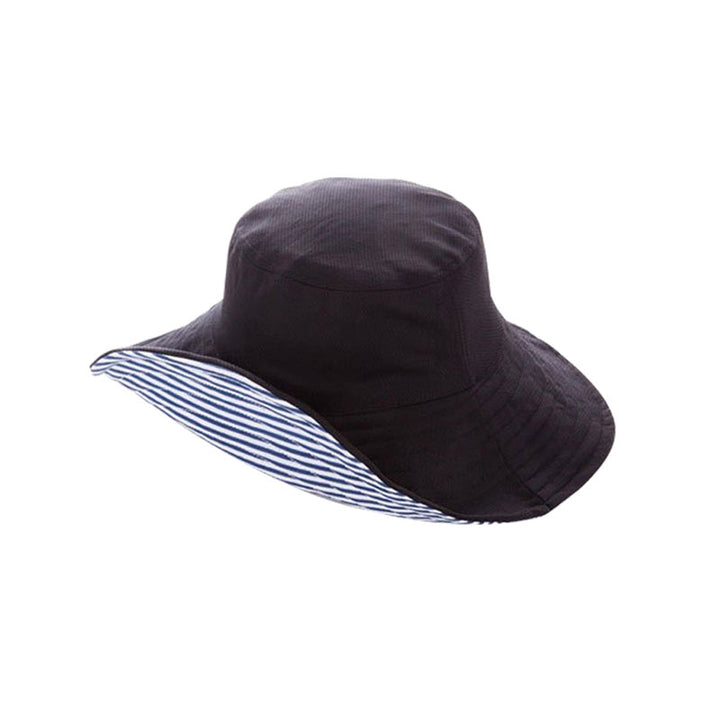 Japan UV CUT Reversible Foldable Sun Hat with Heat Shielding (Wired Brim) – Navy / Stripe