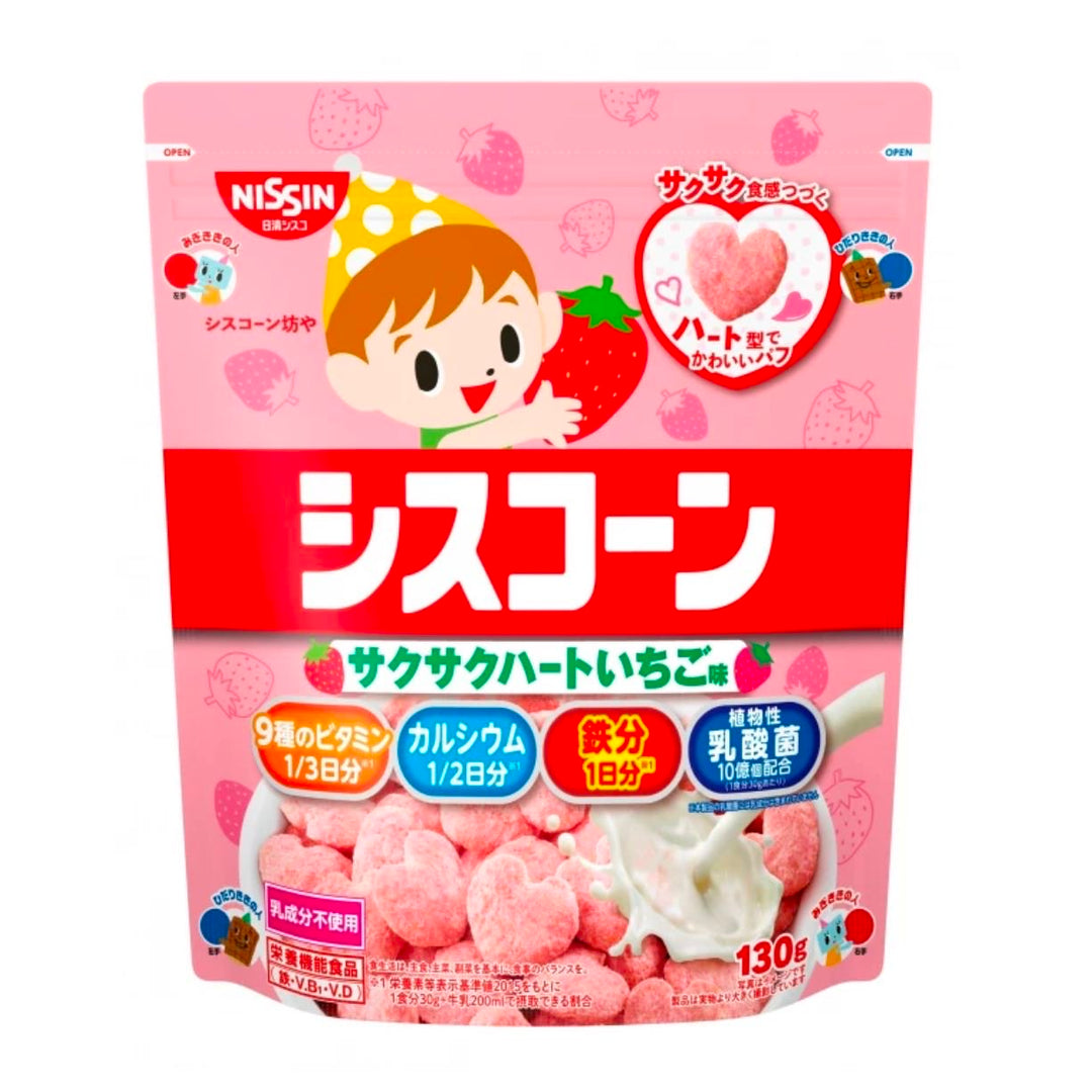 Nissin BIG Corn Cereal – Heart-Shaped Chocolate Donut Cereal 130g