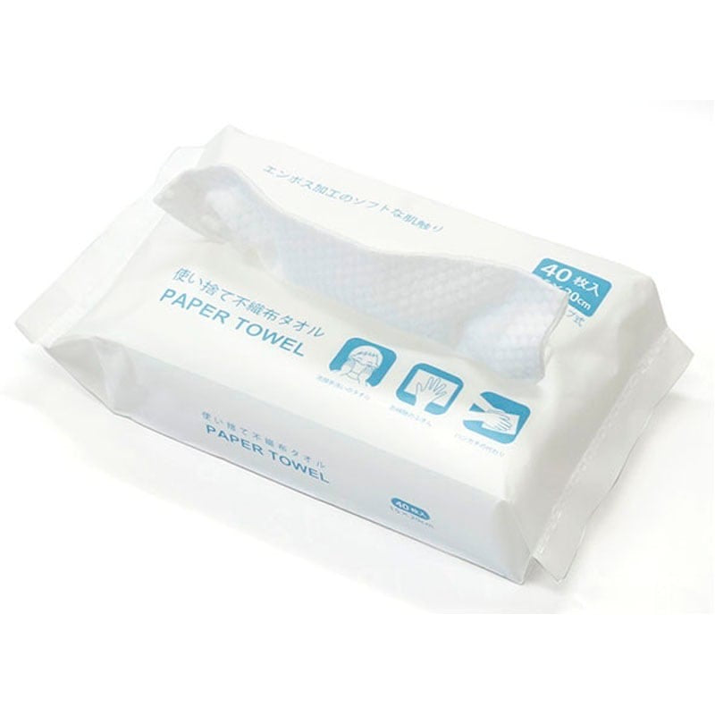 Japan Nikkan Disposable Non-Woven Facial Towels – 40 Sheets