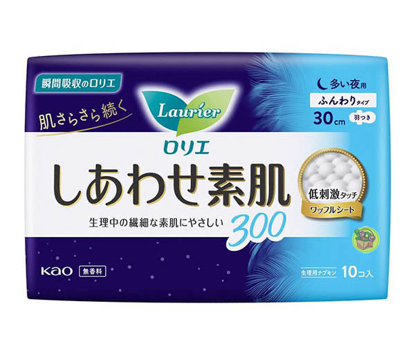Kao LAURIER F Series Ultra-thin Cotton Soft Sanitary Napkin Night Use Wings 30CM 10pcs