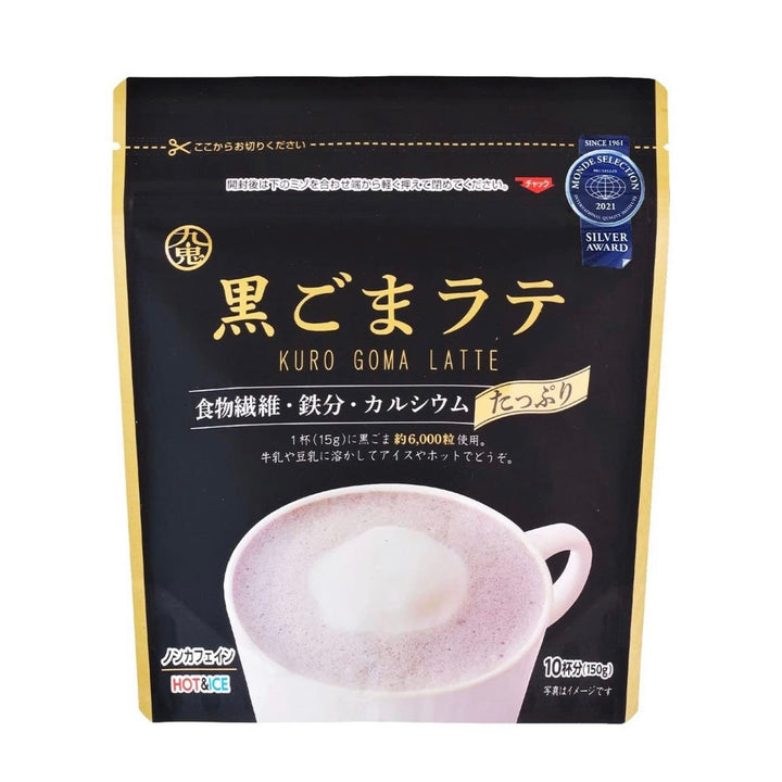 Kuki Caffeine-Free Black Sesame Latte from Japan – Rich in Iron & Calcium, 10 Servings，150g