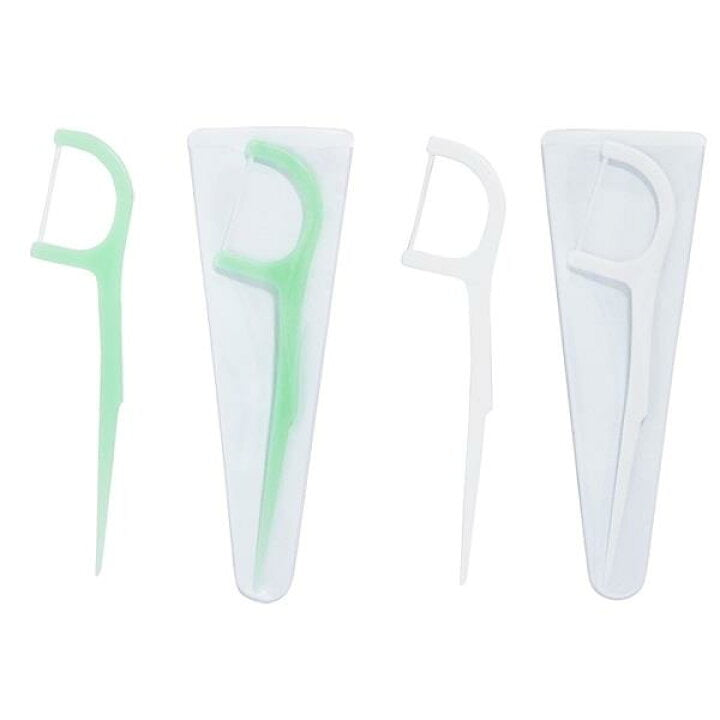 Japanese Maruki dental floss can 7.6cm 50 pieces with portable case (white, green random)