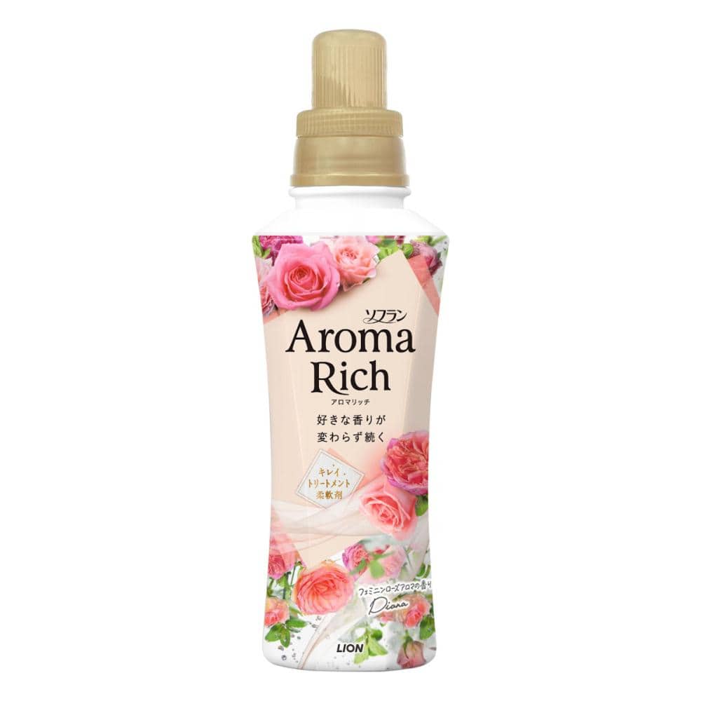 Japan Lion AROMA RICH Fabric Softener 480ml Pink Rose Fragrance