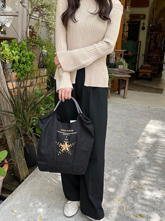 ball&chain shopping bag First Star Size M#01 BLACK-301061