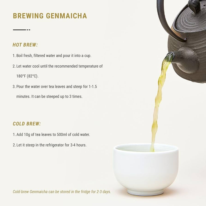 Senbird Organic Genmaicha, Japanese Matcha Brown Rice Green Tea, Kyoto, Japan, Loose Leaf, Sealed Tea Tin (3.5 oz / 100 g)
