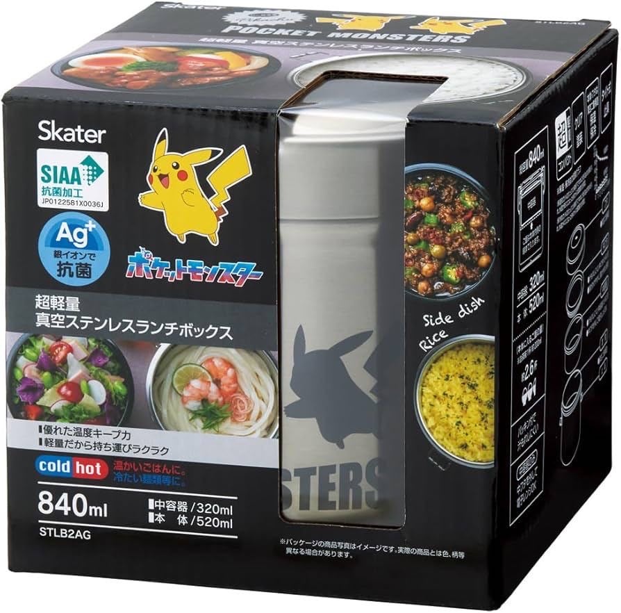 Skater double-layer stainless steel six-hour heat preservation lunchbox Pikachu 840ml