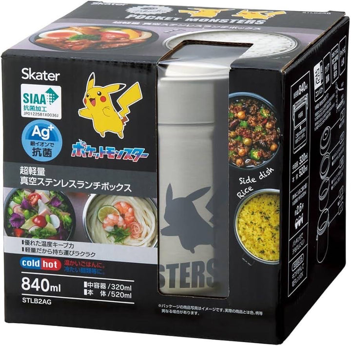Skater double-layer stainless steel six-hour heat preservation lunchbox Pikachu 840ml