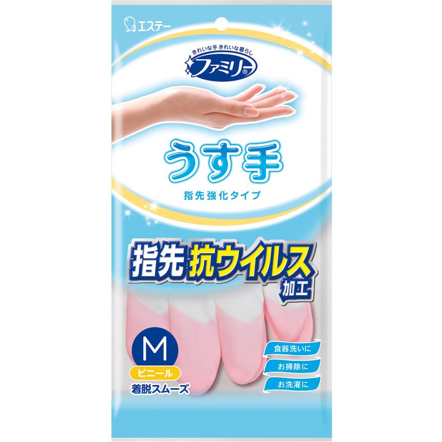S.T. Family Thin Vinyl Gloves – Finger Reinforced, M Size ，Pink