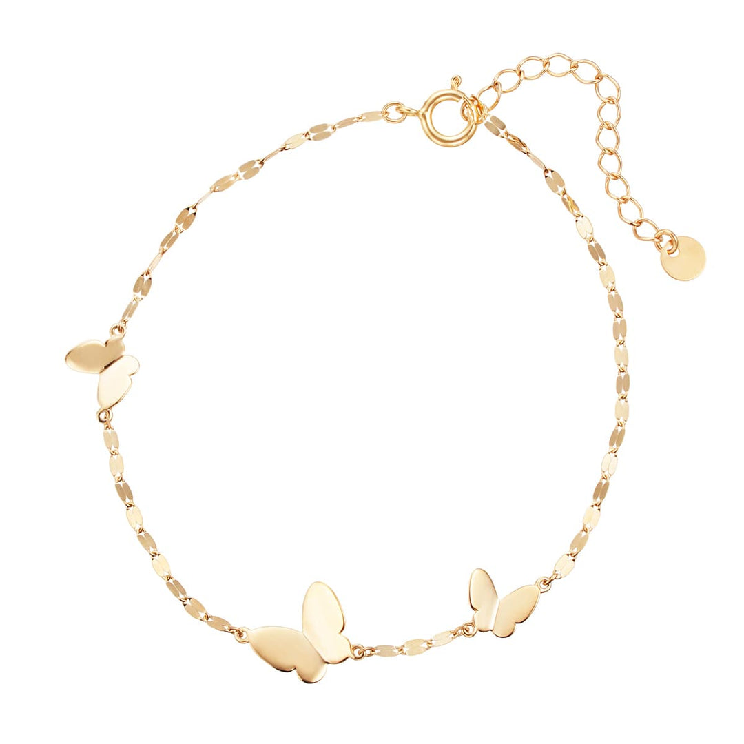 Japanese TSUTSUMI K10 Yellow Gold Butterfly Bracelet