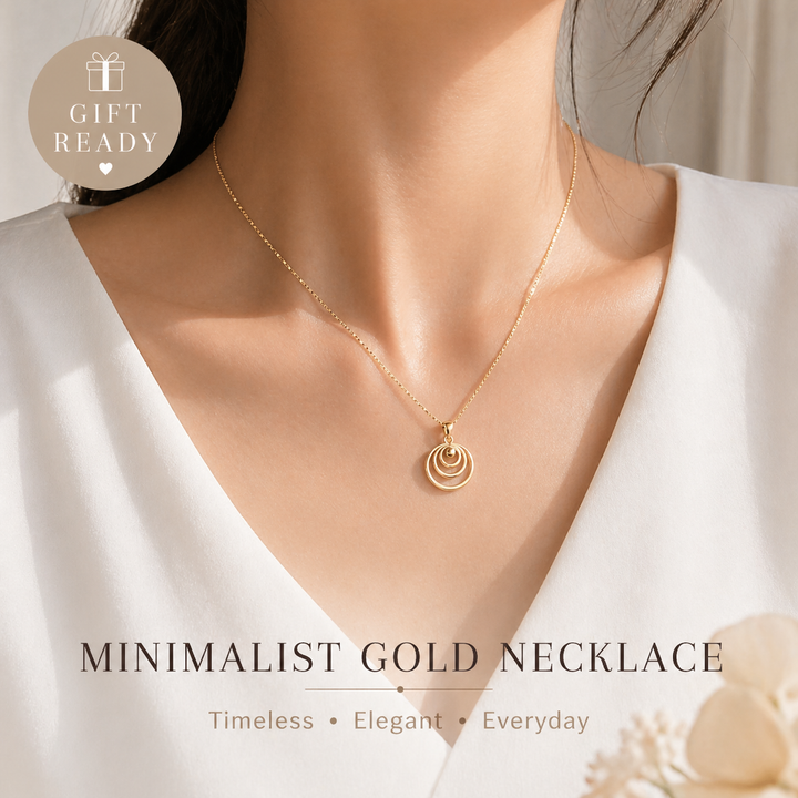 Minimalist Gold Plated Layered Circle Pendant Necklace Gift Set Yui mart