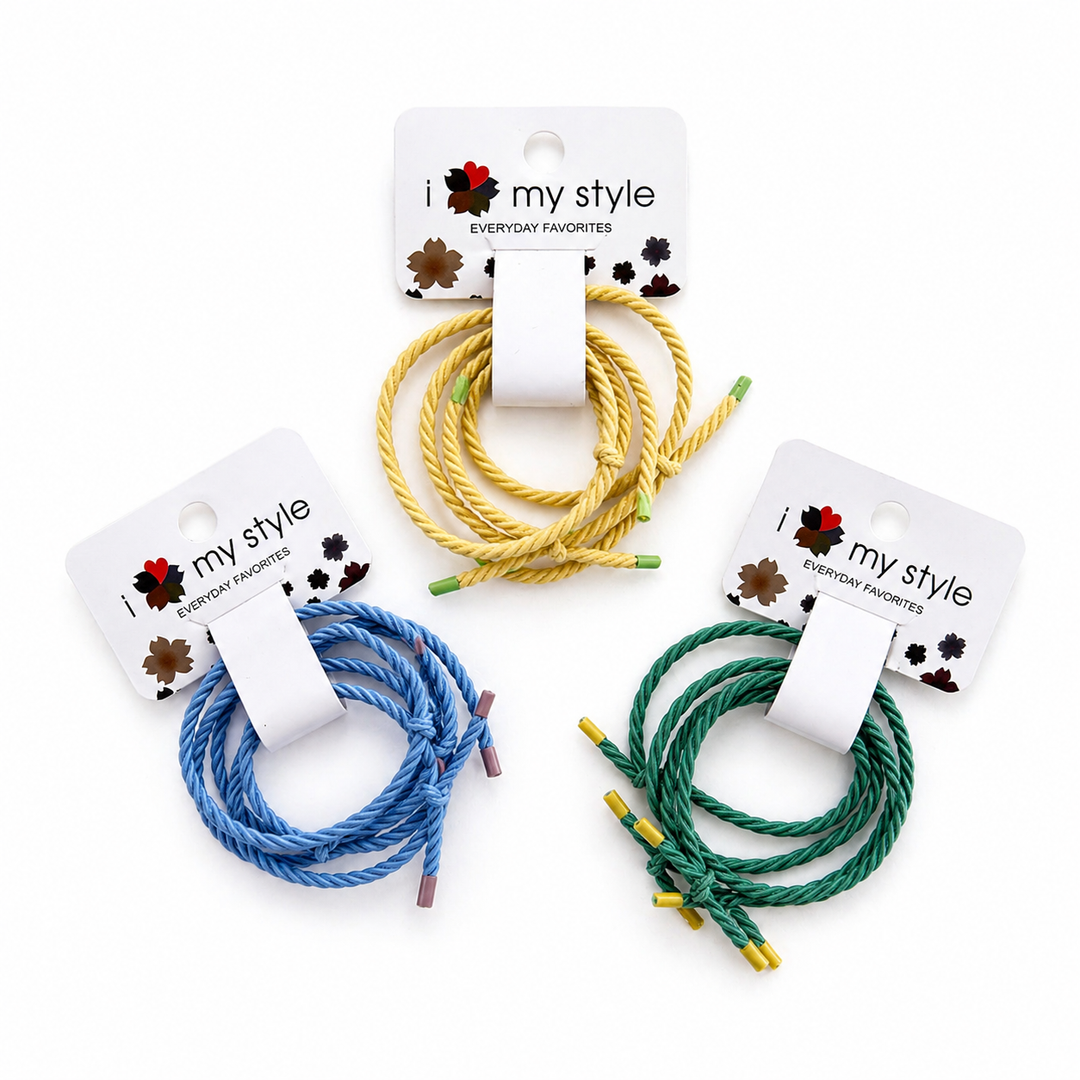 Soft Braided Hair Ties – Colorful Elastic Rope Ponytail Holders (3 Colors) Yui mart
