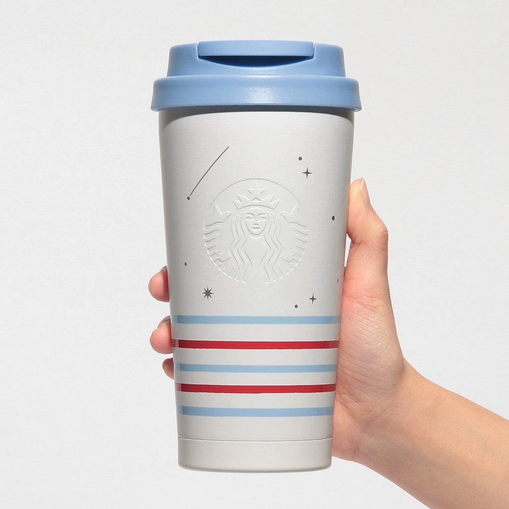 Starbucks Japan Stainless Steel TOGO Logo Thermos Cup Ocean Stripe 473ml