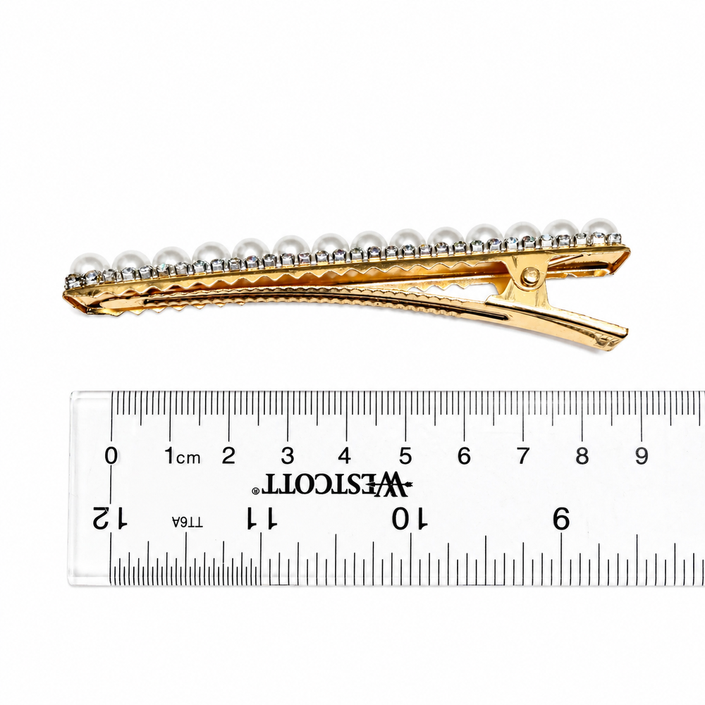 Pearl & Crystal Gold Hair Clip Yui mart