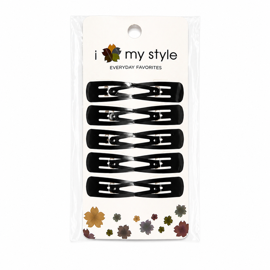 Classic Black Snap Hair Clips Set (12-Pack) Yui mart